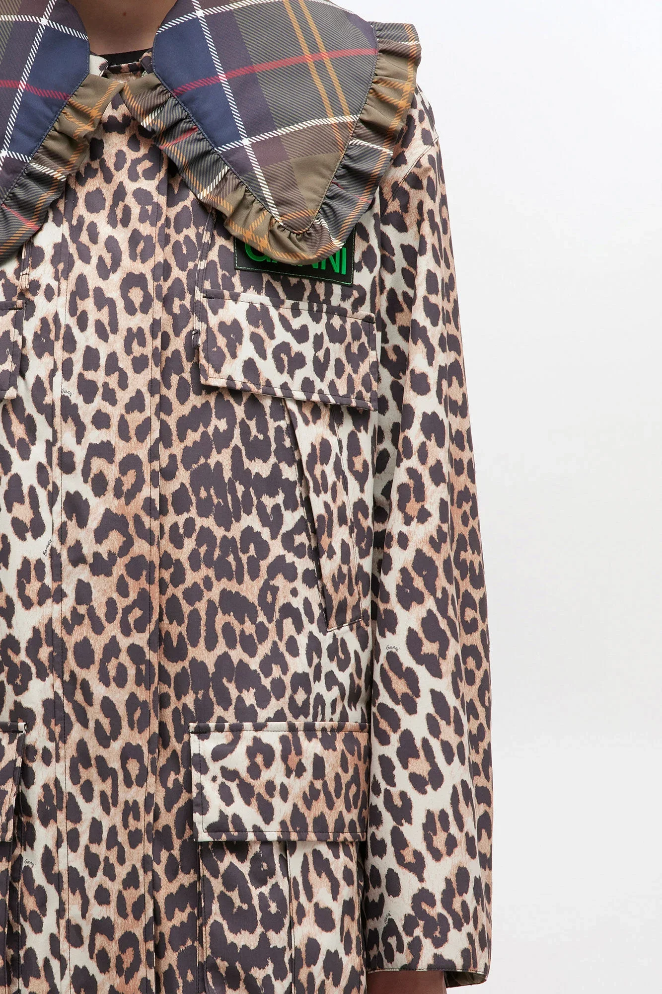 Barbour x GANNI Leopard Print Waterproof Parka Jacket - Image 3