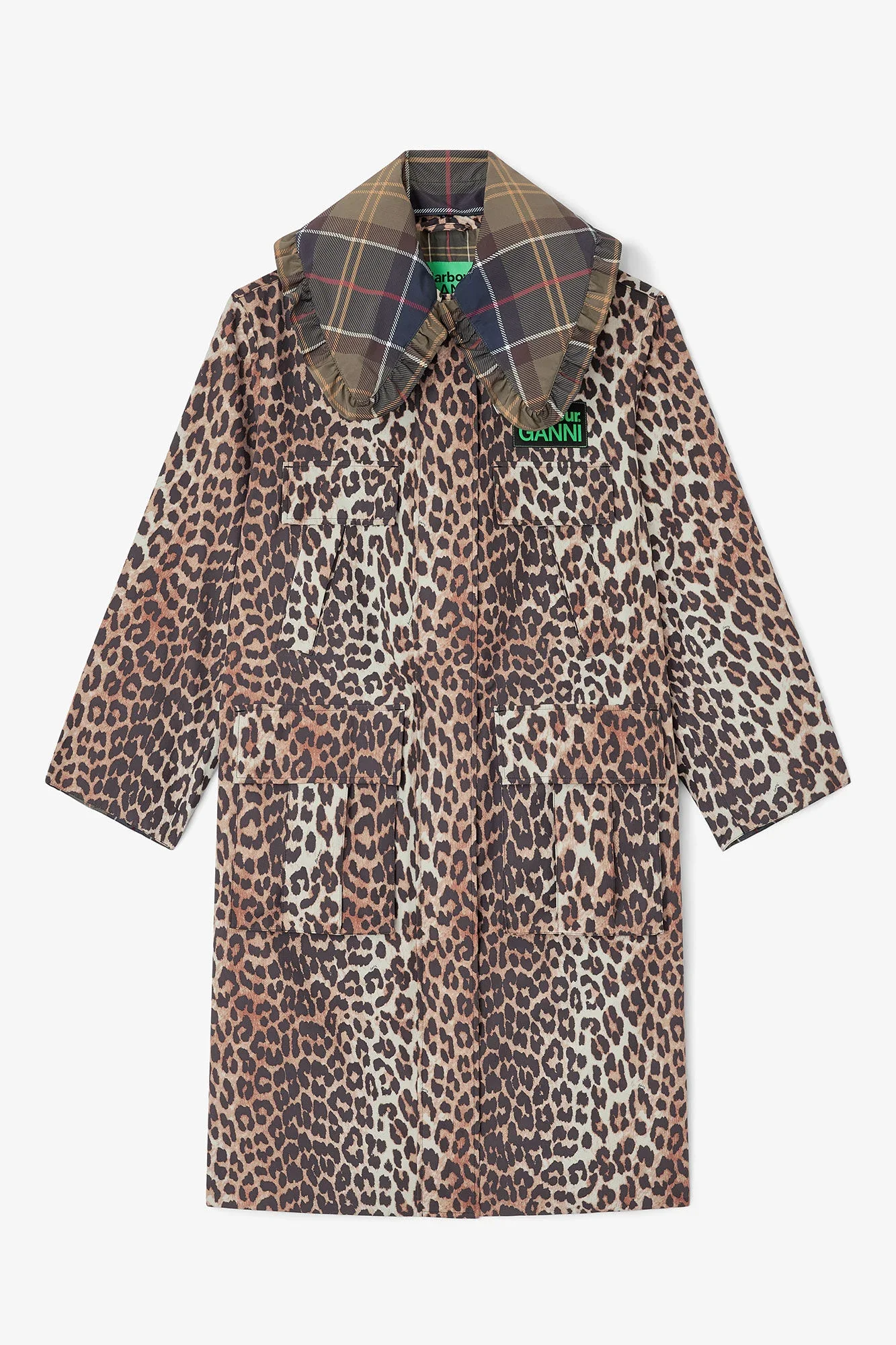 Barbour x GANNI Leopard Print Waterproof Parka Jacket - Image 5