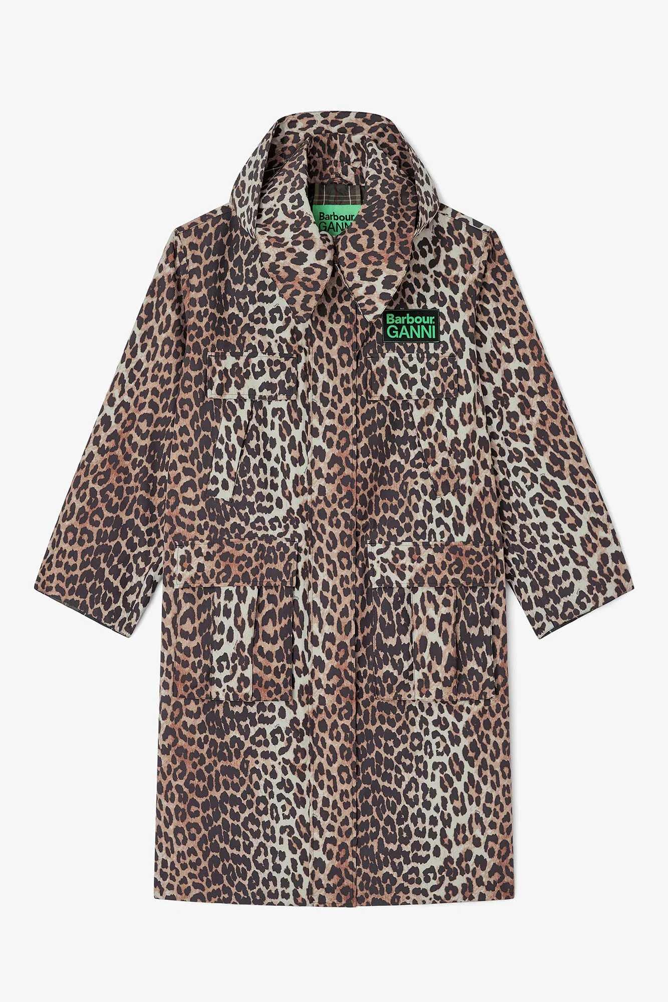 Barbour x GANNI Leopard Print Waterproof Parka Jacket - Image 6
