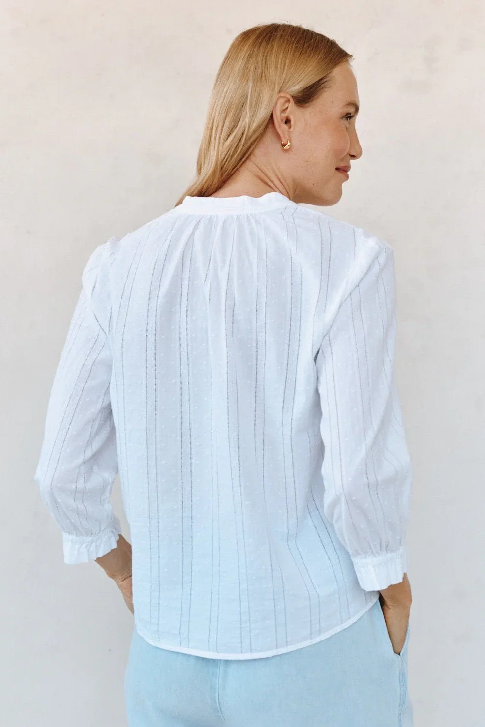 3/4 Sleeve Tie Neck Blouse - Image 3