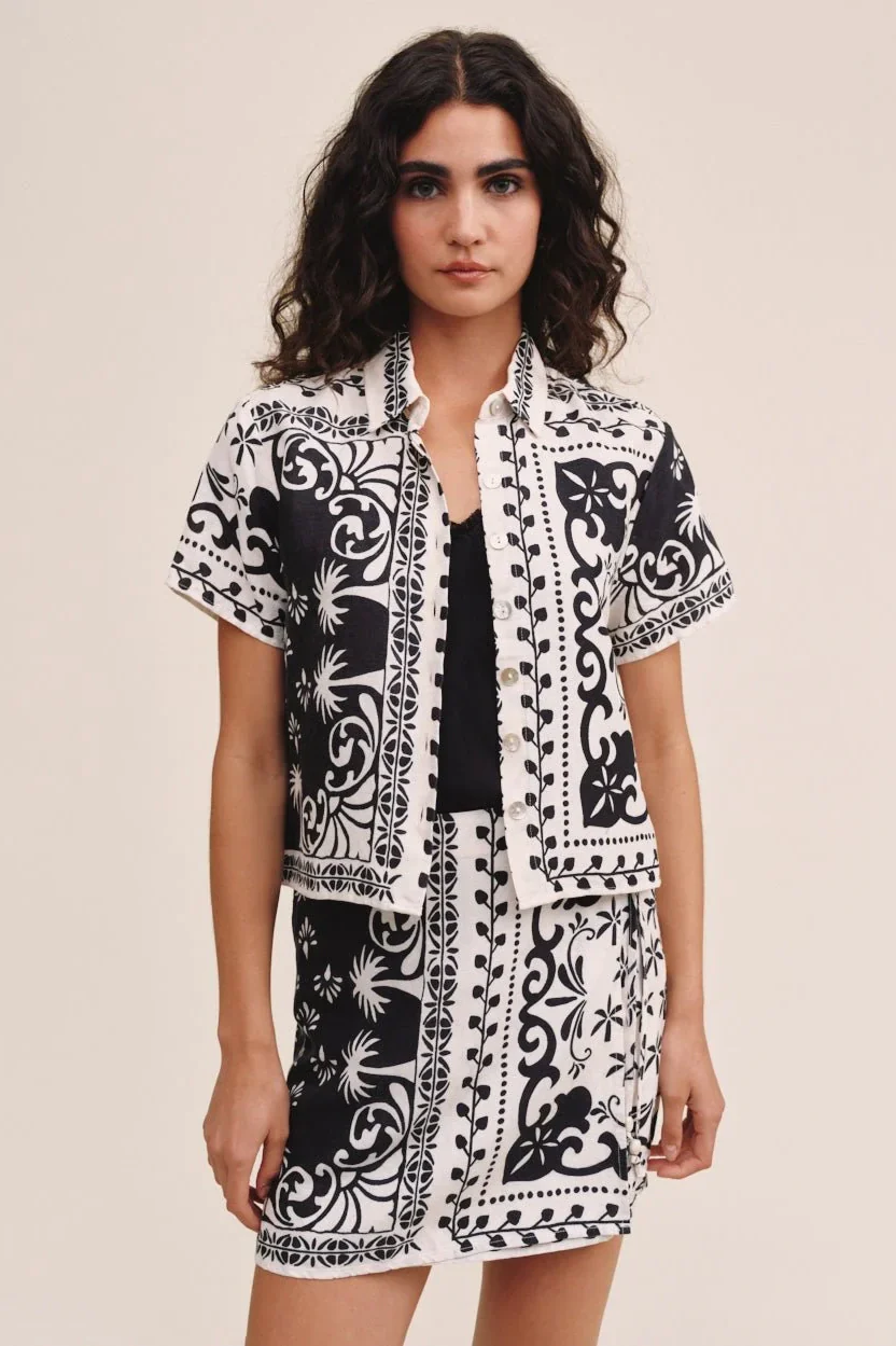 Bandana Short Sleeve Camp Shirt