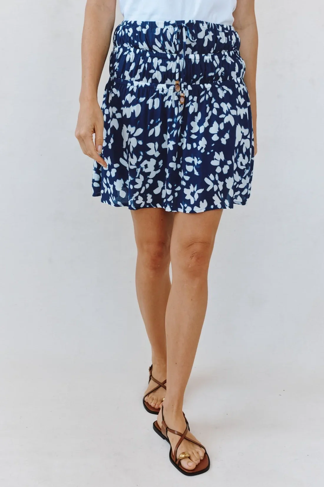 Elastic Gathered Mini Skirt