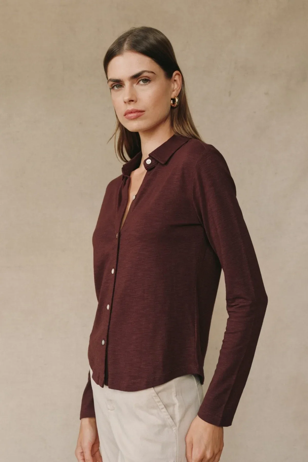 Long Sleeve Knit Button Down - Image 4