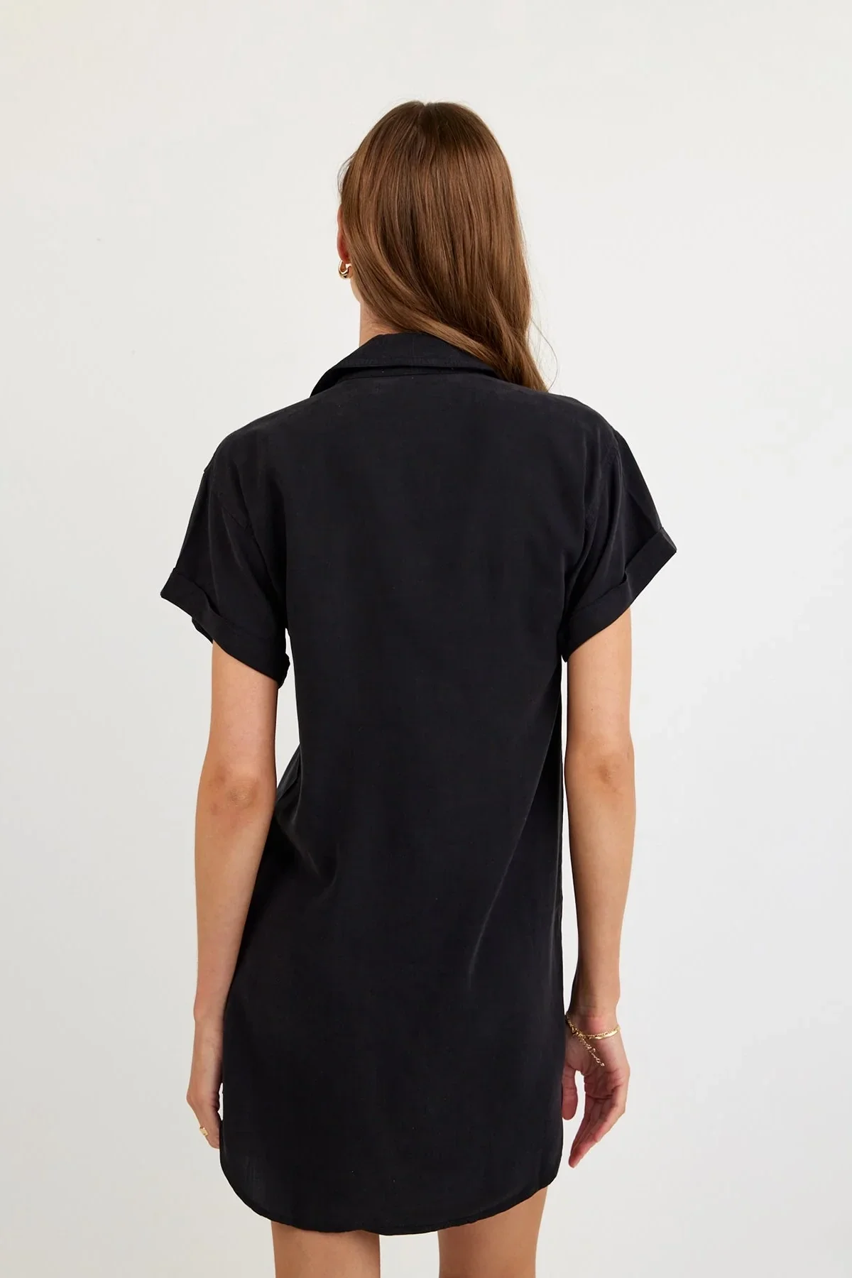 Roll Sleeve Pocket Shirt Dress - Image 3