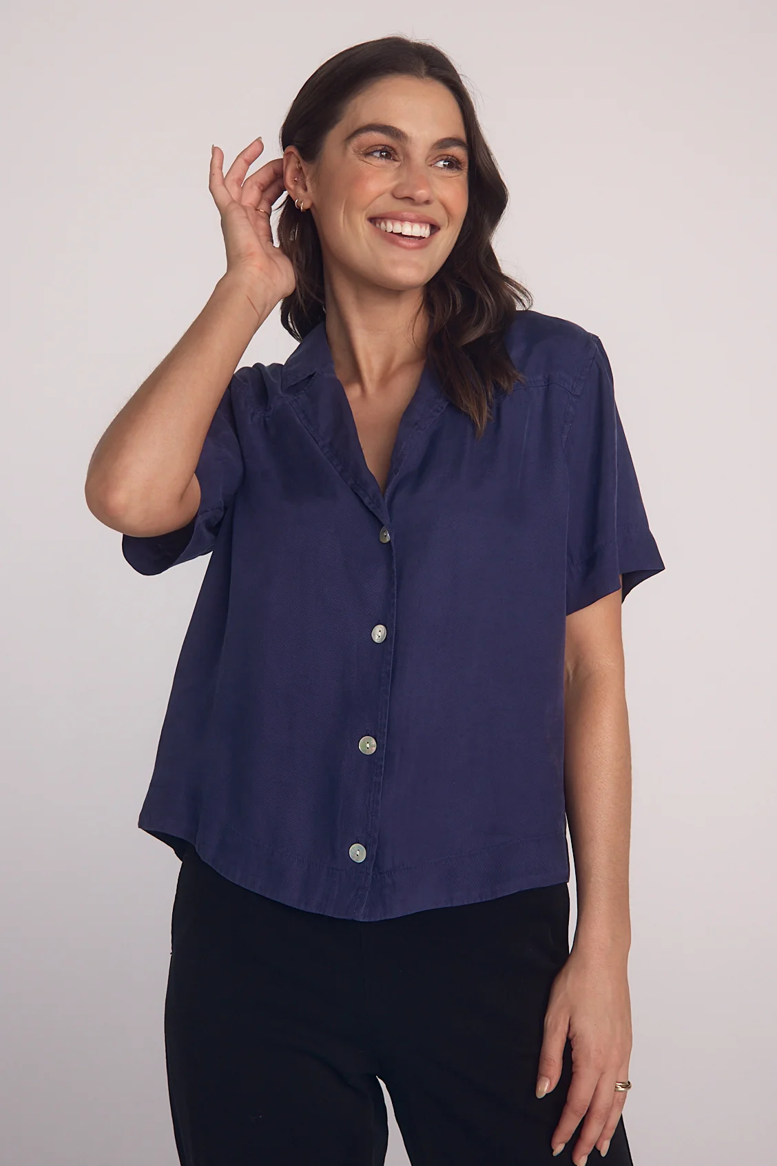 Short Sleeve Flowy Button Down