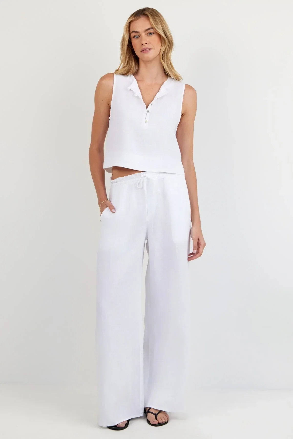 Sleeveless Half Placket Top - Image 2