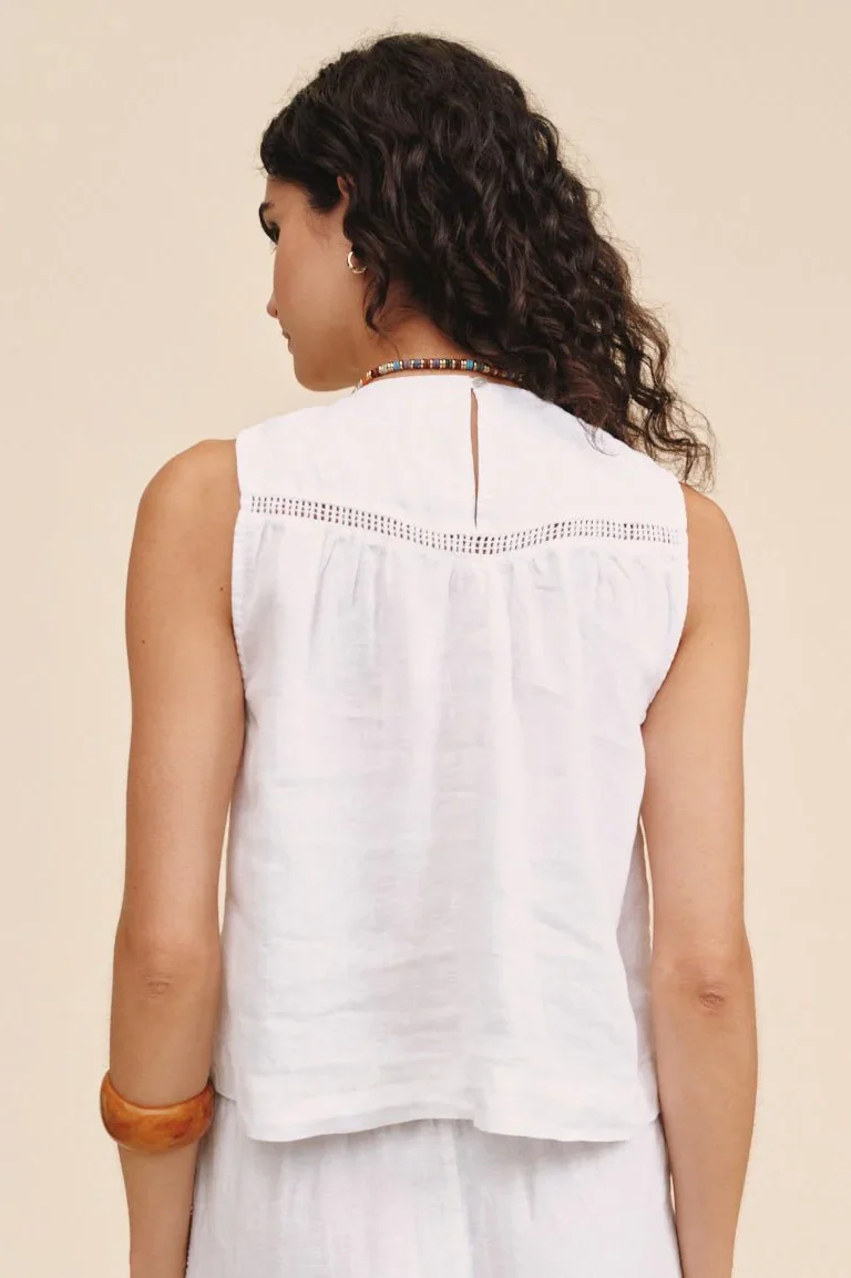 Sleeveless Trimmed Yoke Seam Top - Image 3