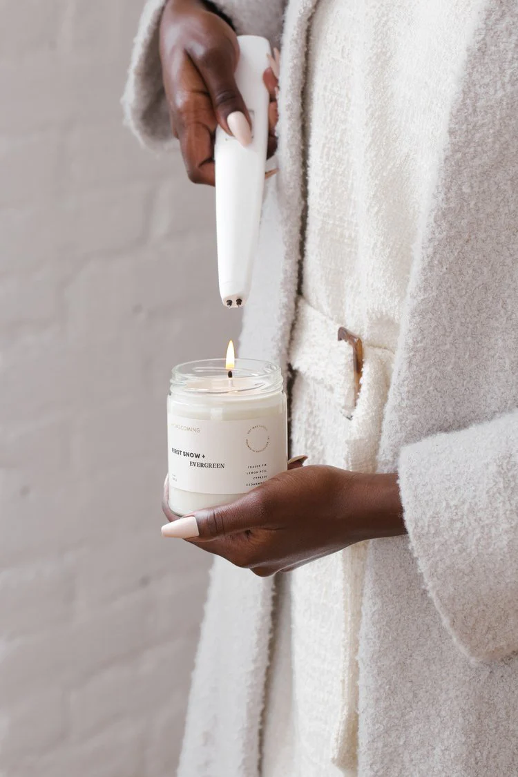 First Snow and Evergreen Candle