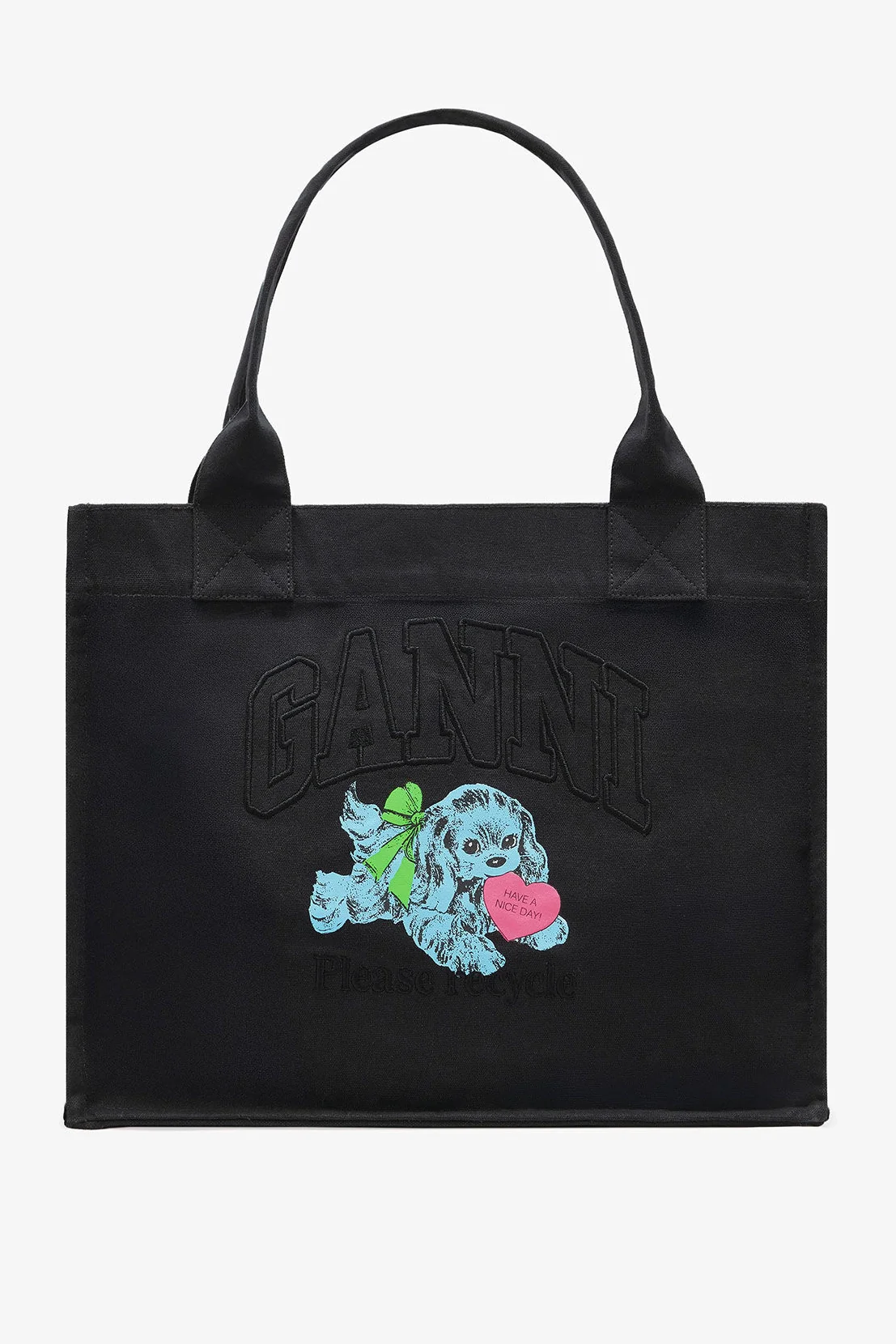 Black Puppy Large Tote