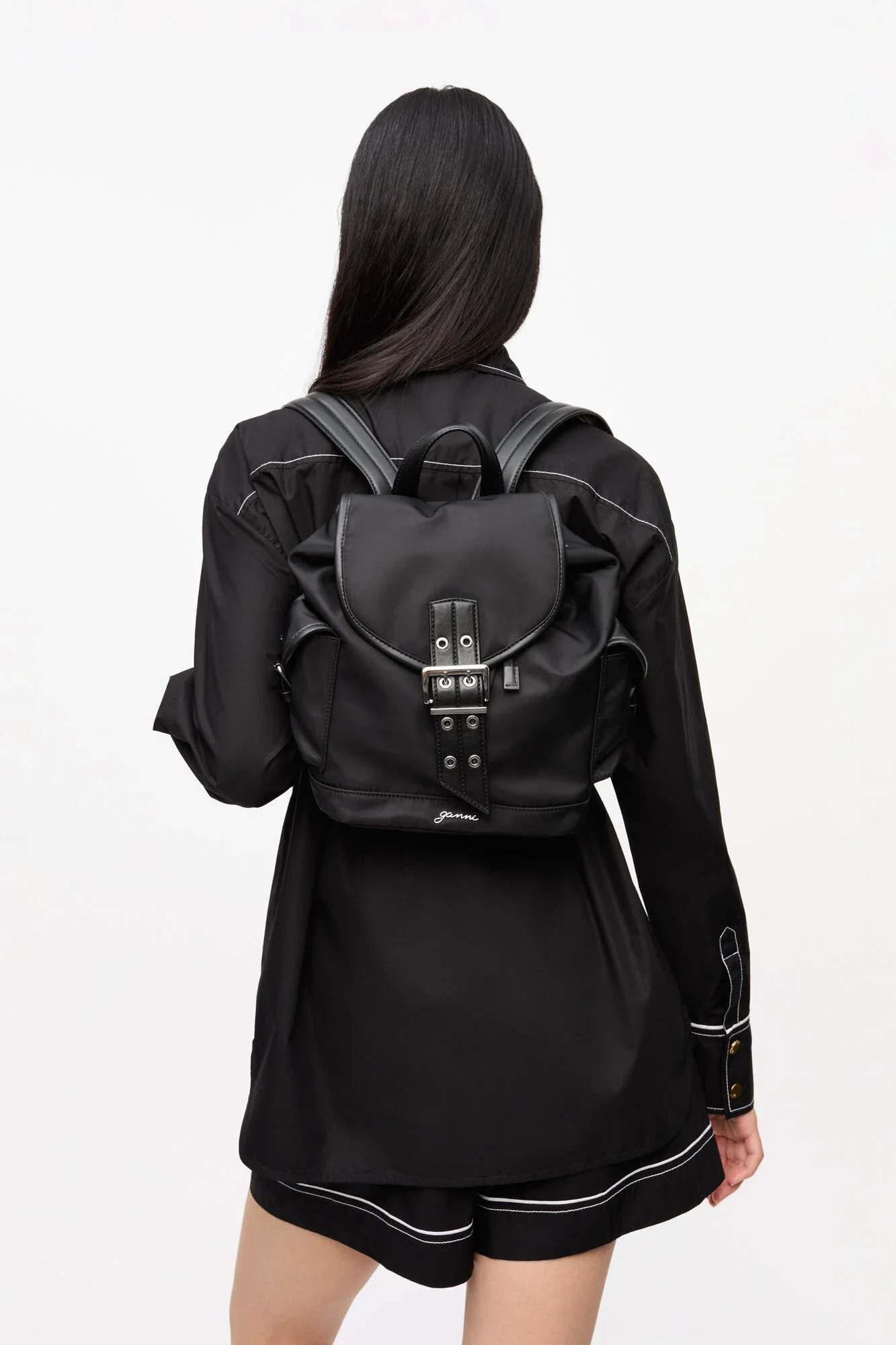 Black Small Bucky Nylon Backpack - Image 3