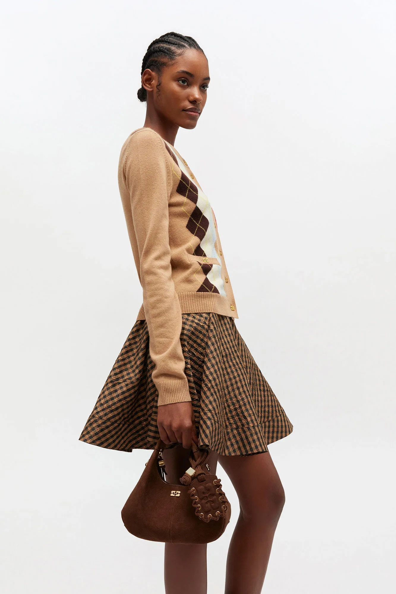 Brown Suede Mini Hobo Bag - Image 4