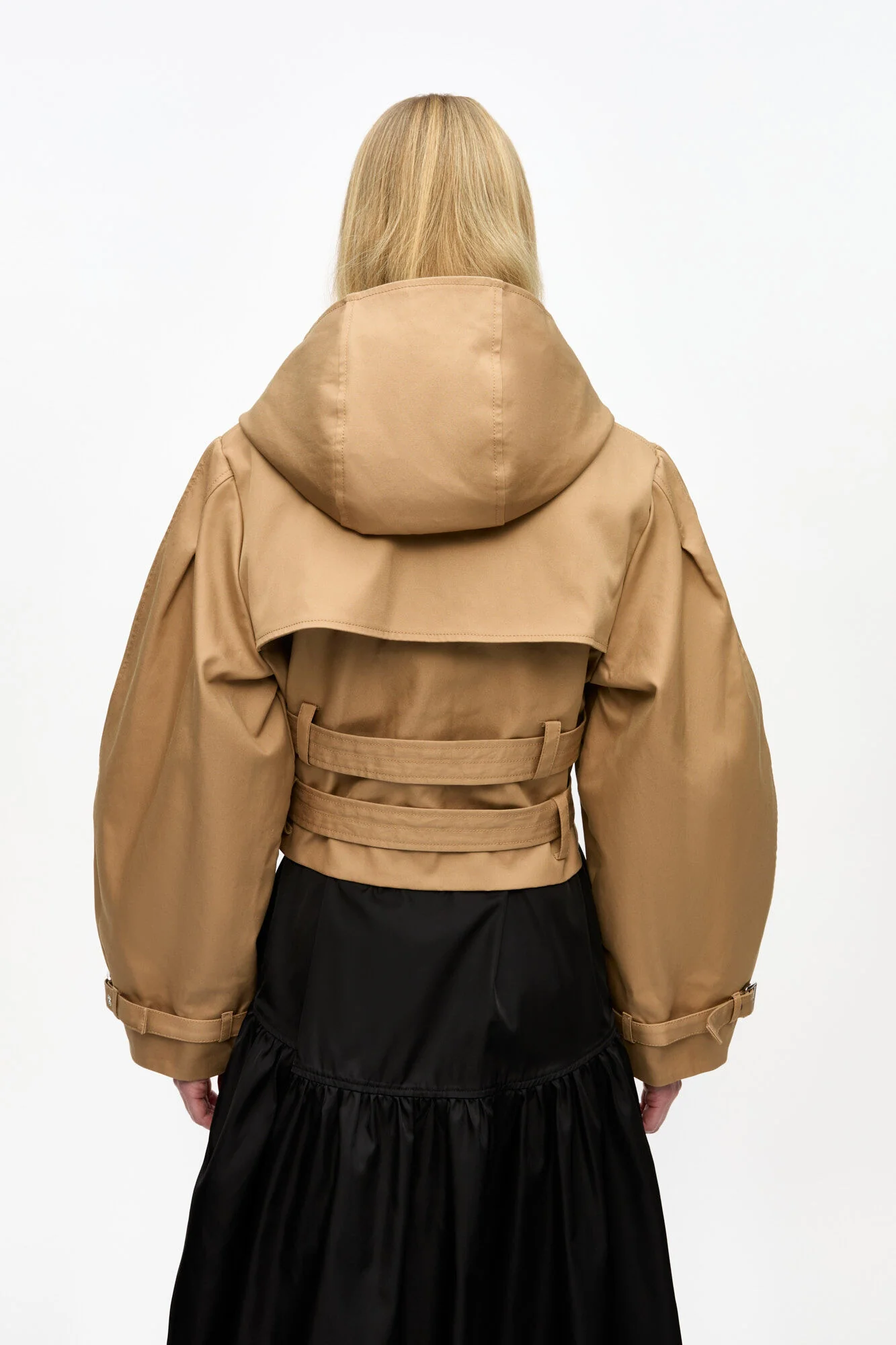 Camel Bonded Cotton Short Trench Jacket - Image 2