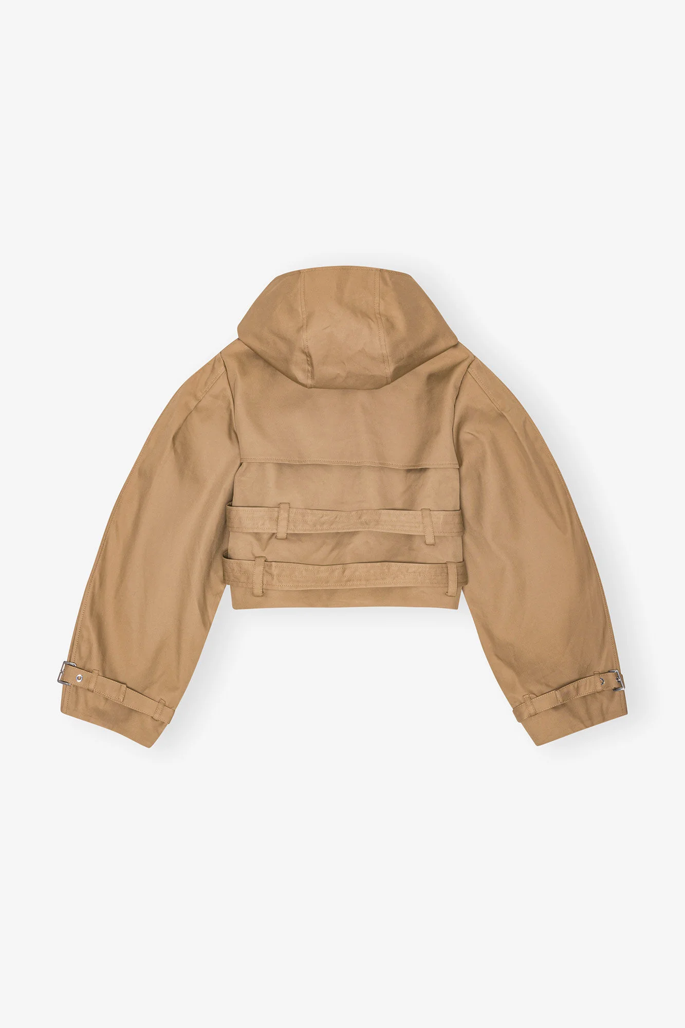 Camel Bonded Cotton Short Trench Jacket - Image 4