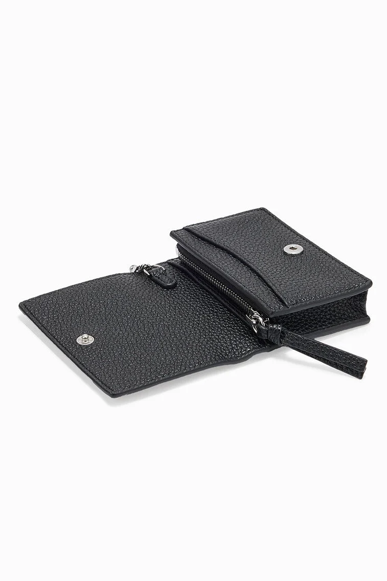 Card Holder With Flap in Grained Black - Image 2