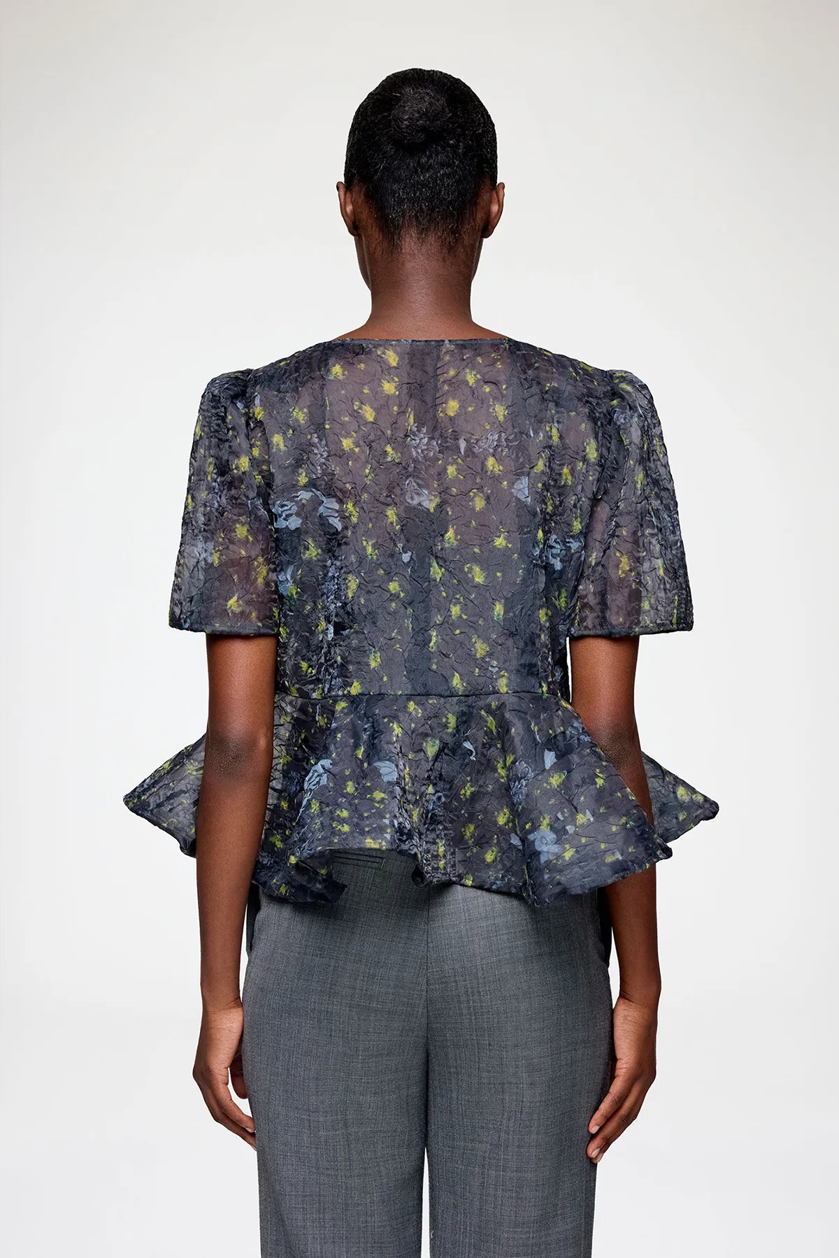 Peplum Blouse in Shibori Organza - Image 3