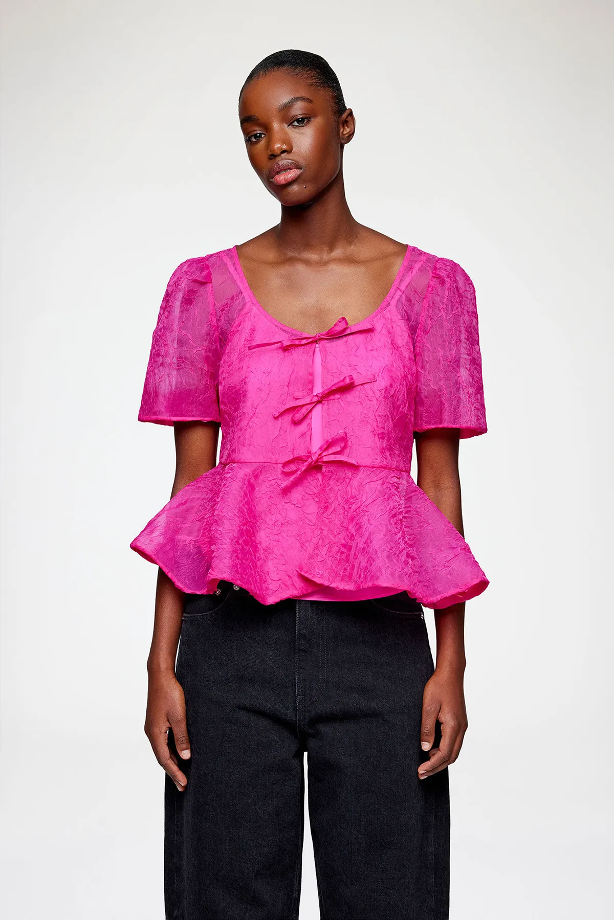 Peplum Blouse in Shibori Organza