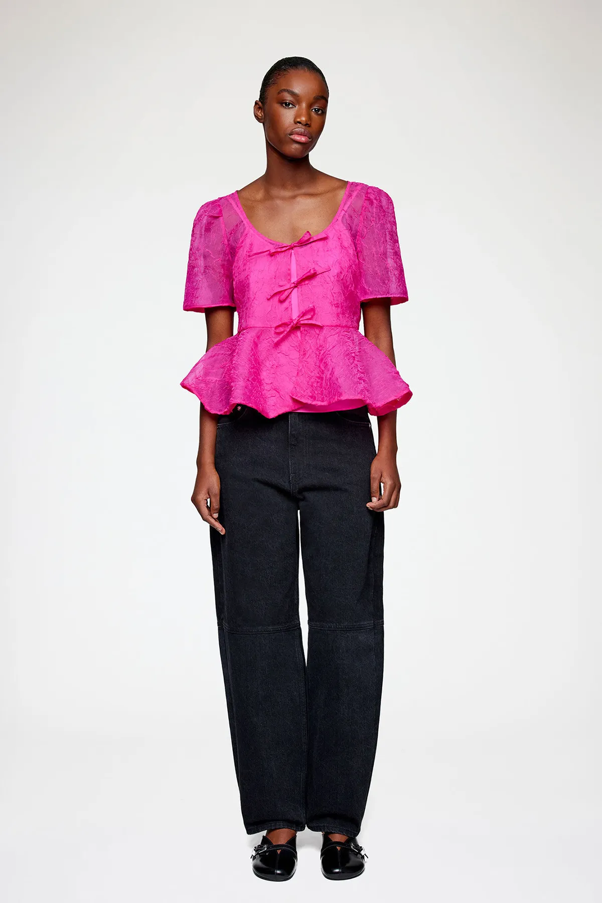 Peplum Blouse in Shibori Organza - Image 2