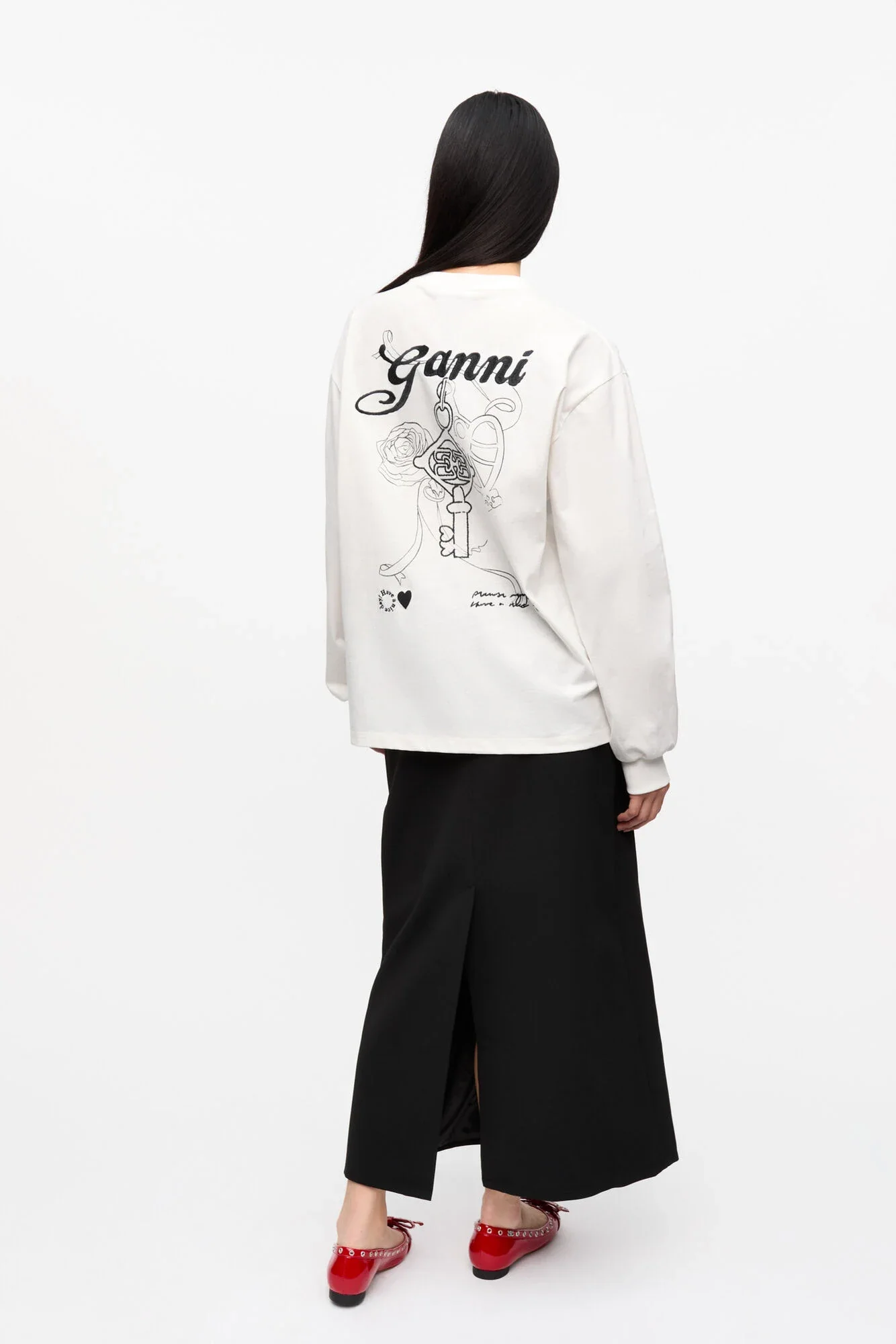 White Re-cut Heavy Long Sleeve T-shirt - Image 3