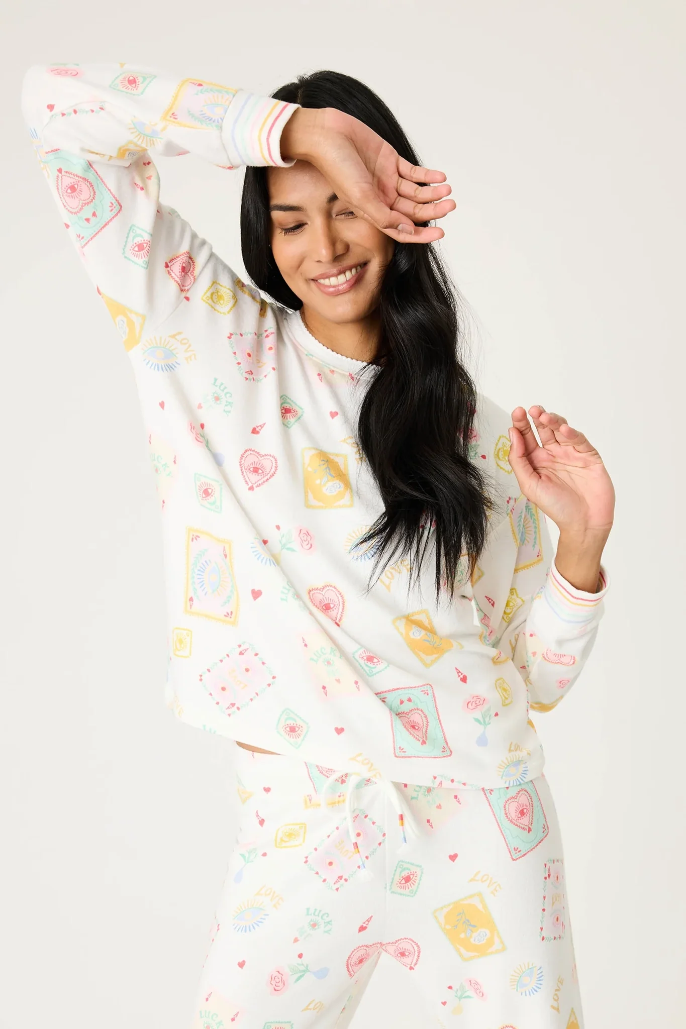 Lucky Me Tarot Card Print Long Sleeve Top