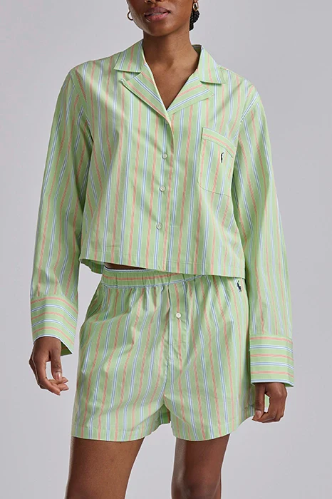 Crop Long Sleeve Short PJ Set - Image 2