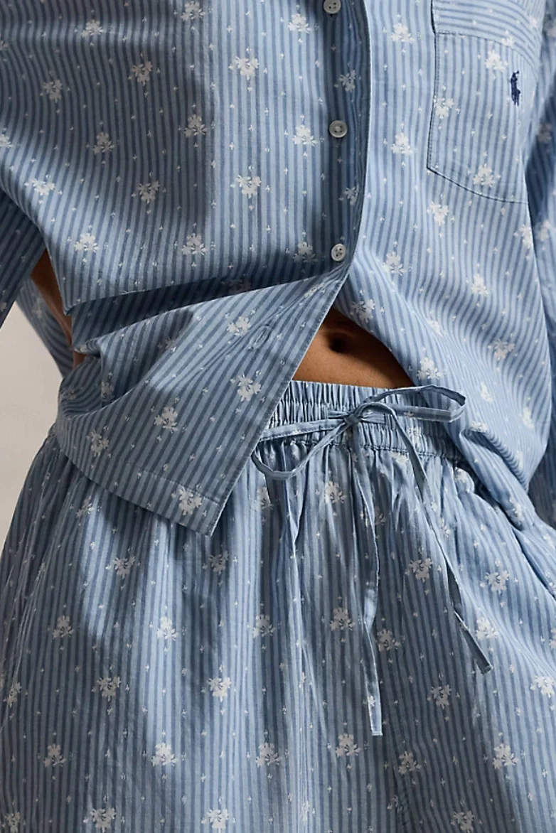 Floral-Stripe Poplin Long-Sleeve PJ Set - Image 4