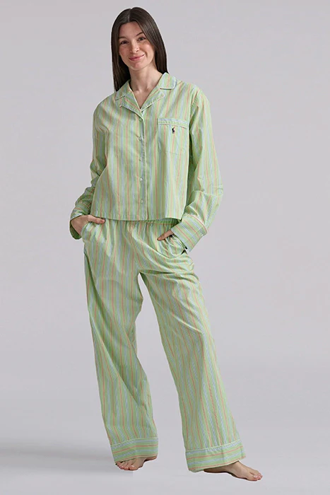 Striped Poplin Long-Sleeve Pajama Set