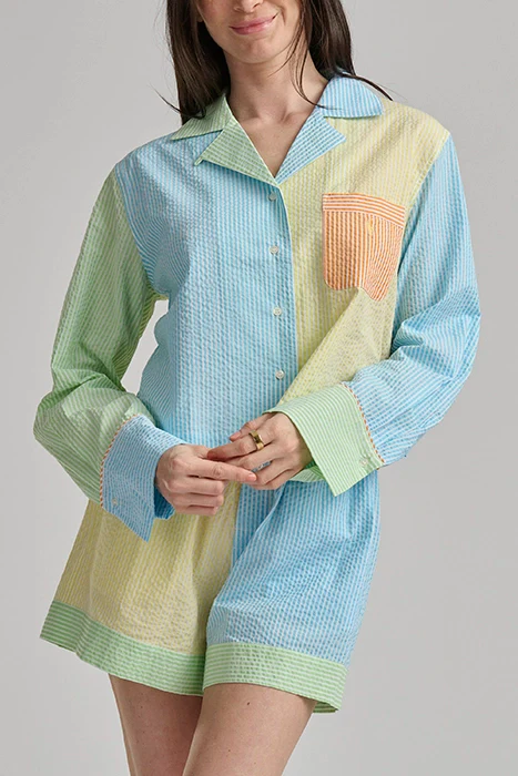 Striped Seersucker Shirt & Boxer PJ Set - Image 2