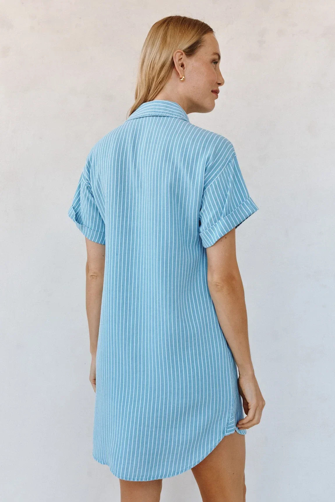 Roll Sleeve Pocket Shirt Dress - Image 3