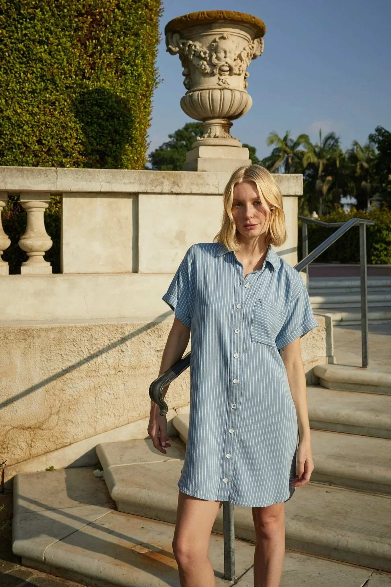 Roll Sleeve Pocket Shirt Dress - Image 4