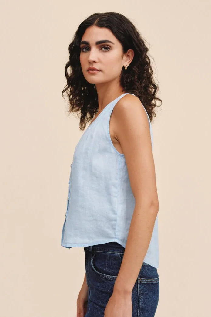 Sleeveless Pintuck V Neck Top - Image 2