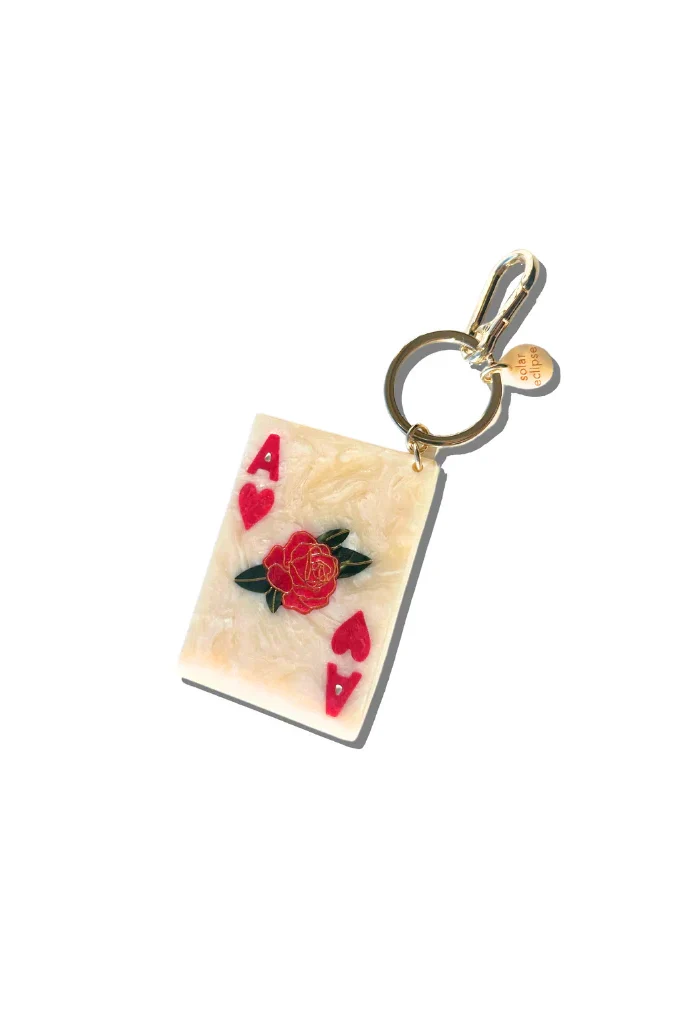 Hand-painted Ace of Hearts Bag Charm + Keychain
