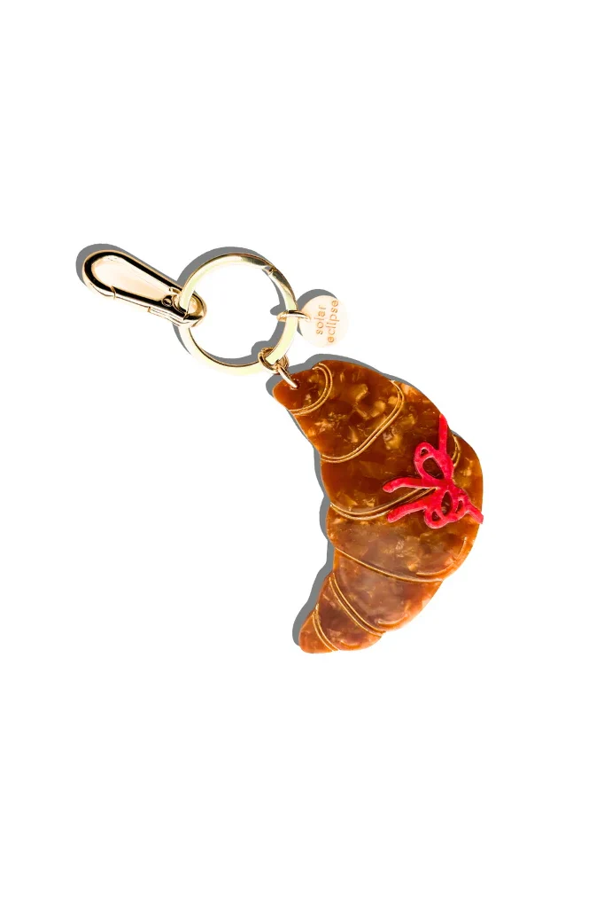 Hand-painted Bow Bag Croissant Bag Charm + Keychain