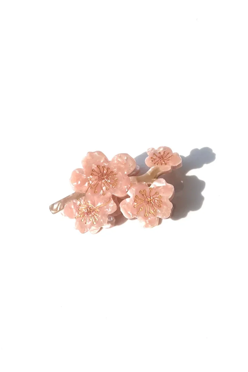 Hand-painted Cherry Blossom Flower Claw Hair Clip