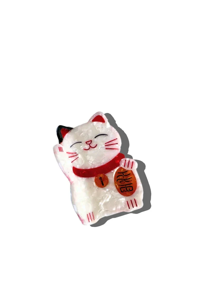 Hand-painted Lucky Cat Claw Hair Clip