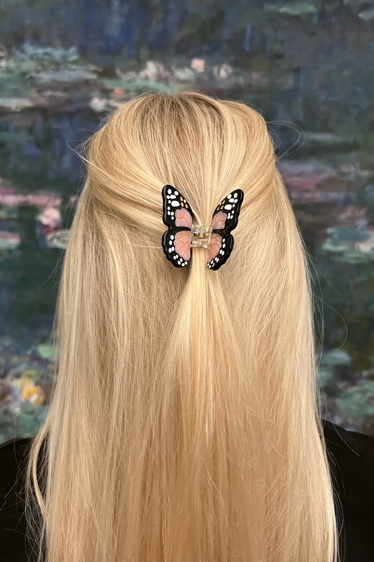 Hand-painted Mini Monarch Butterfly Claw Hair Clip - Image 2