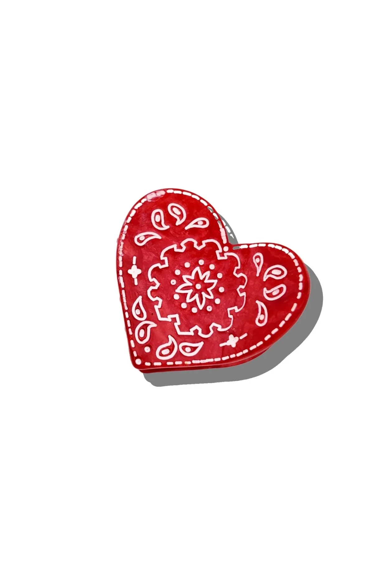 Hand-Painted Mini Paisley Heart Claw Hair Clip