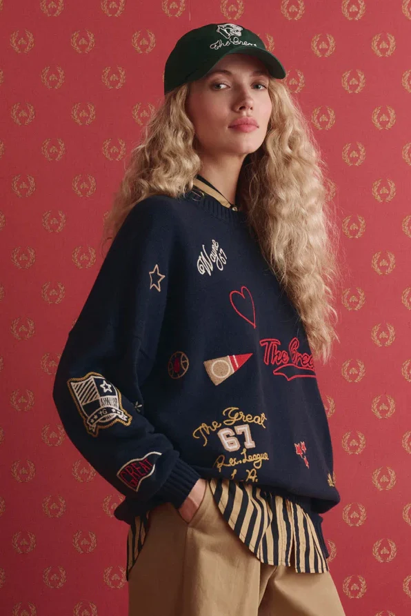 The Embroidered Oversized Crew Pullover