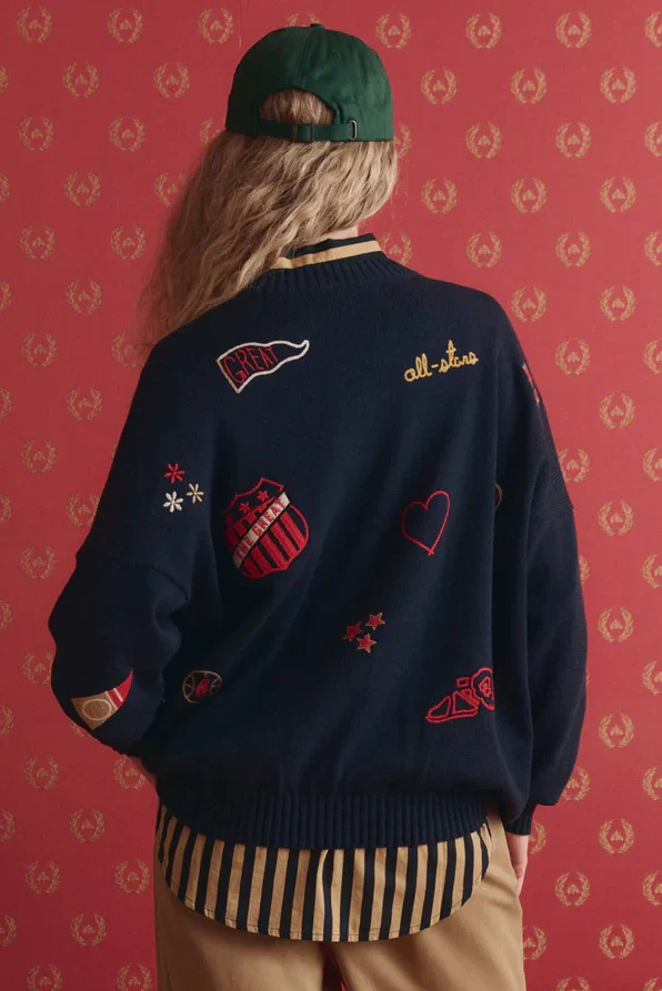 The Embroidered Oversized Crew Pullover - Image 2